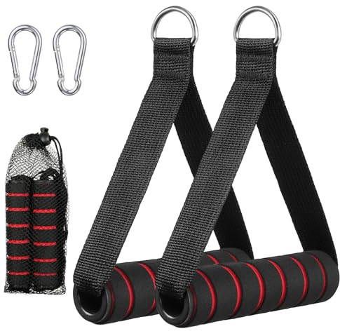 Flintronic 2pc Poignées de Résistance, Poignée de Tirage Musculation Accessoire, Bande de résistance, Poignée Musculation, avec 2 Pièces Mousquetons, pour Fitness Entraînement Physique Gym Yoga