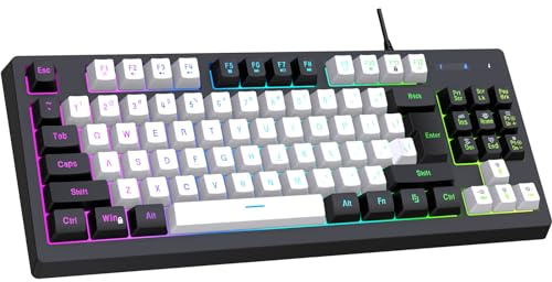 YIWENG A877 trådbundet K87 RGB streamer mini speltangentbord justerbart bakgrundsbelyst 25-tangenter konfliktfritt membrantangentbord men supermekanisk känsla för spel/kontor, membrantangentbord