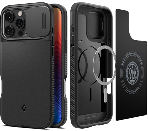 Spigen Optik Armor MagFit Case for iPhone 16 Pro, Compatible with MagSafe Accessories - Black