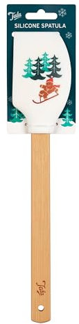 Tals Festive Print Design Silicone Spatula with Bamboo Handle, Pefect for Baking and Food Preparation