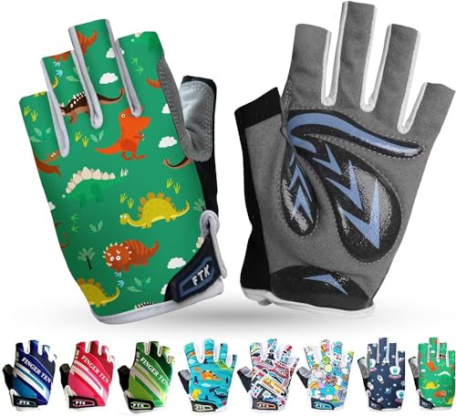 Kids Cycling Gloves Half Finger Gel Padded Non-Slip Breathable, Junior Glove Girls Boys Fingerless Adjustable for Mountain Bike Running Riding Sport Outdoor Biking Skating