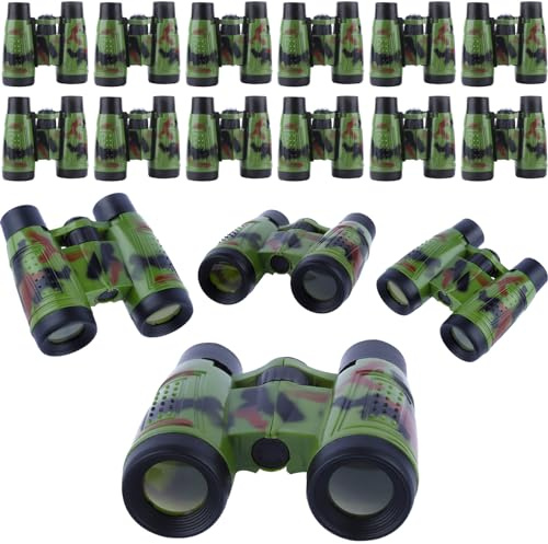 ASONA 24PCS Camouflage Color Binoculars for Kids with Neck String, Binoculars Nature Exploration Toys Safari Jungle Animal Theme Party Favors Gifts for Bird Watching Camping Hunting Hiking Supplies