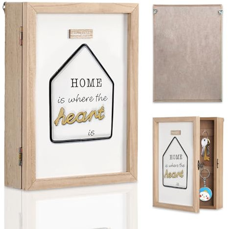 oupados Cassetta Portachiavi in Legno Scatola Portachiavi da Parete Armadietto Portachiavi con 6 Ganci Adatto per la Decorazione Dell'ingresso Della Parete di Casa 27×20×6cm