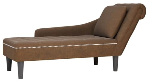 VidaXL Sdraio con Cuscino e Bracciolo Destro in Similpelle Marrone, Chaise Longue, Poltrona, Divano Soggiorno, Salotto, Lounge