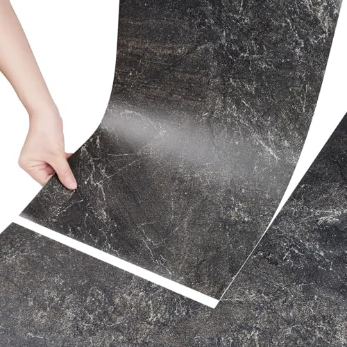 Stickyart Azulejos Adhesivos Baño con Efecto Mármol Negro 60cmX30cm Vinilo Azulejos Cocina Impermeable Baldosas Adhesivas Pared Suelo Vinilo Autoadhesivo Resistente al Desgaste para Comedor 15Piezas