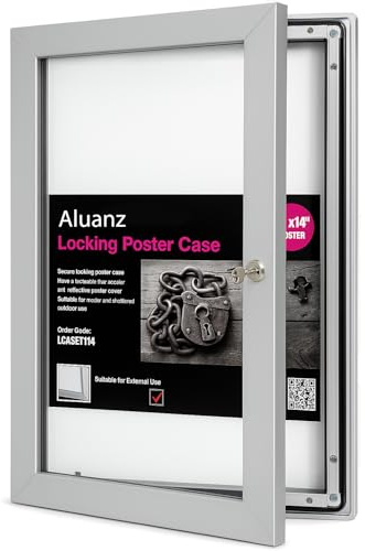 Aluanz Vitrine d'affichage fermé DIN A4, Tableau d'affichage verrouillable exterieur porte avec serrure pour bureaux, campings, hôtels, restaurants, écoles et clubs sportifs - 38 x 30 x 3.5 cm