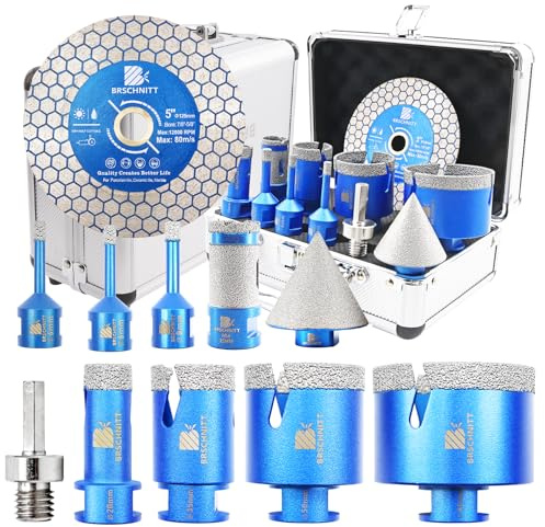BRSCHNITT Punte Diamantate Gres Porcellanato - 6/6/8/20/35/50/68mm frese diamantate, 25mm Fresa,50mm Punte Smusso,125mm Disco,per Porcellana Piastrelle Ceramica Marmo Granito