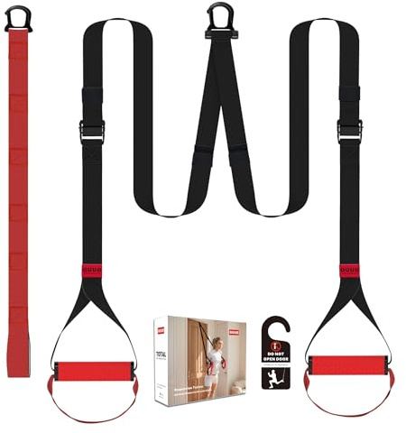 OUUO Suspension Straps Trainer with Integrated Door Anchor, All-in-One Bodyweight Training System for Home & Outdoor Use - Quick Setup in 1 Second