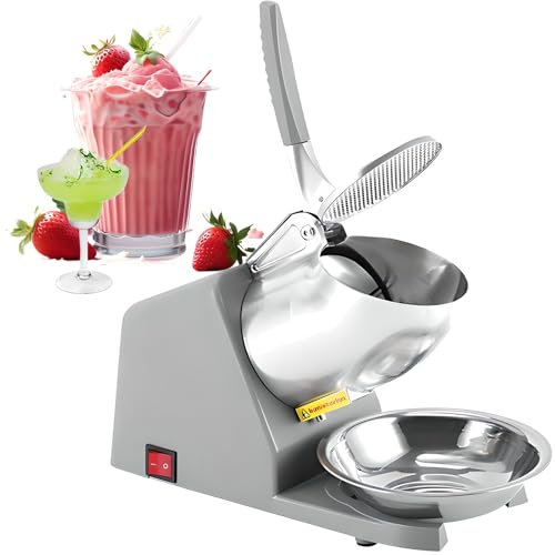 XoTiq Picadora de Hielo Eléctrica, 380W Ice Shaver, Snow Cone Machine, 2000RPM, Cubiertas Dobles, Tritura 85kg de Hielo por Hora para el Hogar, Restaurante y Uso Comercial