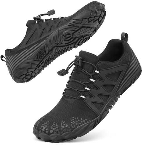 Barefoot Water Shoes Women Men Adult Hiking Swim Beach River Pool Hike Guarding Shoes Aqua Socks Protective Comfort Wide Toe Box Width Rock Climbing Vacation Outdoor 2025 New, Black-030, 11.5 Women/10