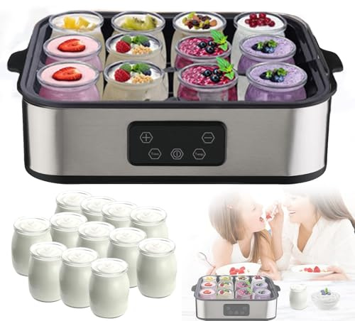 Automatic Yogurt Maker,1400ML Yogurt Maker Machine with LCD Display,Multi-Function Electric Yogurt Machine,Adjustable Temperature & Time Control for Homemade Yogurt,Yogurt Jar with 8 Lids (2200ml)