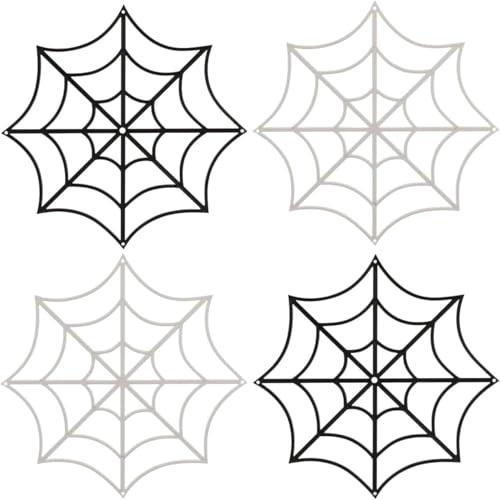 12 st halloween spindelvävsdekorationer, 20 cm falsk spindelnät med svart rep plast rekvisita skrämmande spökhus utomhus väggdekor för halloween fest hängande dekorationer