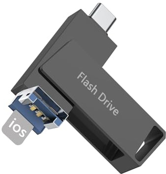 Levida Memory Stick 3 in 1, chiavetta USB 3.0, chiavetta fotografica, flash drive per iOS, Pad, OTG Android, laptop, PC (nero)