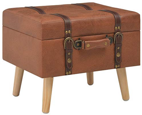 vidaXL Hocker mit Stauraum Sitzhocker Fußhocker Polsterhocker Sitzbank Sitzpouf Pouf Sitzpuff Fußbank Ottomane Sitztruhe 40cm Hellbraun Kunstleder