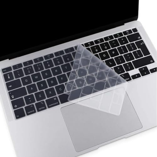 MOSISO Tastaturschutz Nur Kompatibel mit MacBook Air 13 Zoll 2022 2021 2020 A2337 M1 A2179 Von Hinten Beleuchtet mit Retina Display&Touch ID,wasserdichte Staubdichte Silikonschutzhaut,Transparent