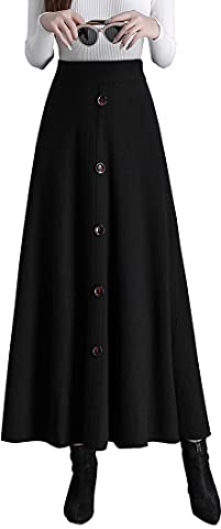 BiilyLi Jupe Longue Femme Hiver Élégant Haute Taille Tricotée Maxi Skirt A-Ligne Taille élastique Plissée Jupe XXL