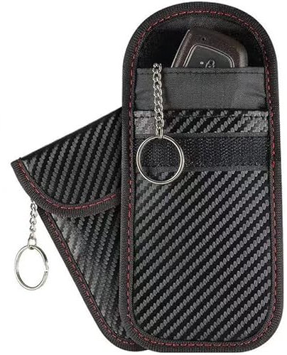 OGGIPRO 2 Stück RFID-Signal-Blockierung für Autoschlüssel, RFID-Schutzhülle für Schlüssel, Fernbedienung, mit integriertem Schlüsselring aus Kohlefaser – Blockierung Signal gegen Hackern