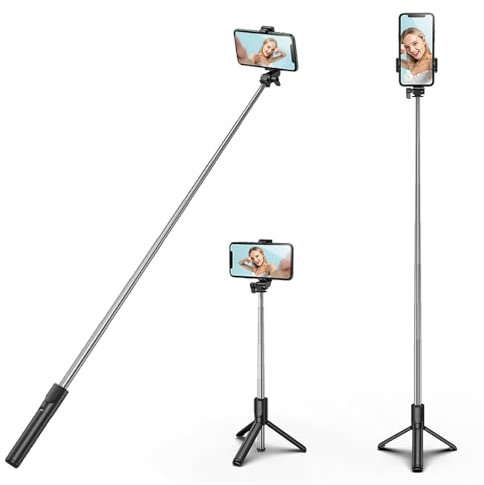 H.May Palo Selfie Trípode, 100cm Tripode para Movil Extensible, Trípode de Teléfono Flexible con Control Remoto Desmontable Compatible con Teléfonos iPhone, Samsung y Android