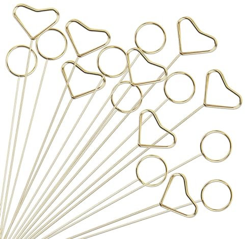 Foyods 40 Stück Blumen Tischkartenhalter,30 cm Metall Blumen-Kartenhalter,Gold Herz Runder Blumehalter,für Blumenstrauß,Hochzeitsfeier,Blumenstrauß