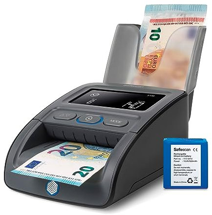 Safescan 155-S Complete autom. Geldscheinprüfer zur schnellen Überprüfung von Geldscheinen - Falschgeldprüfgerät mit 7-facher Echtheitsprüfung - 100% genaues Prüfgerät inkl. Akku & Banknotenstapler