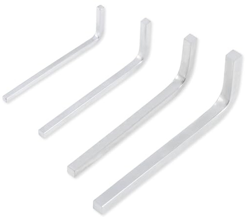 PEUTIER 4uds Juego de Llaves de Cabeza Cuadrada, 3mm 4mm 5mm 6mm Acero Al Cromo Vanadio Llave en Forma de L Juego de Llaves de Cabeza Cuadrada para Tornillos con Orificios de Bolsillo