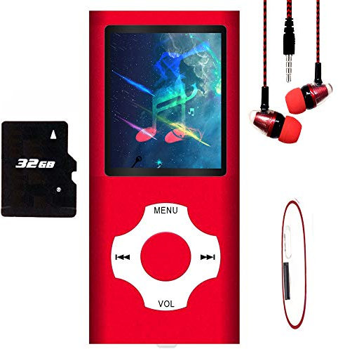 Hotechs MP3-Player/MP4-Player, MP3-Player mit 32 GB Speicherkarte, schlankes Design, digitales LCD-Display, 4,6 cm (1,8 Zoll) Display, FM-Radio