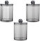 3 Pack Cotton Buds Dispenser, Pad Holder, 10 oz Clear Black Swab Holder, Apothecary Jar Set Bathroom Canister Storage Organization for Balls, Round Pads, Floss