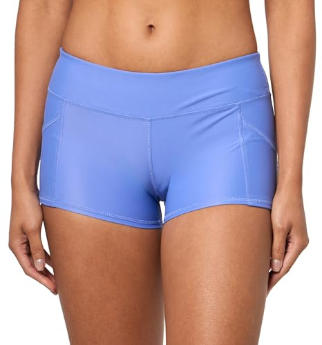 Body Glove Women's Rider Elastic Waist Hybrid Swim Short with UPF 50+ Bikini Bottoms, Iris Blue, Medium