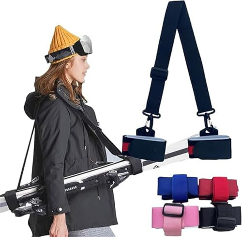 Skimate Ski Straps -Skimate Ski Carrier Strap,Adjustable Snowboard Shoulder Strap,Ski Carrier Shoulder Strap,Snowboard Binding Straps,Ski Straps for Carrying,Carry Your Ski Equipment with Ease (Black)