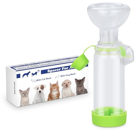 free-space Aerosol inhalator distans för katt eller hund handhållen distans för att ge medicin till ditt husdjur med exklusiv andningsindikator (för katt (grön))