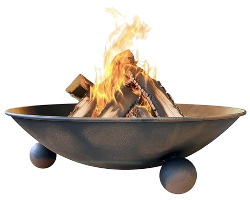 IlGruppone Braciere da Giardino Ø57 Cm Cesto da Esterno per Fuoco Design Moderno Arredo Giardino Colore Ruggine con Fori Drenaggio Interno Utilizzabile Come PortaLegna PortaOggetti PortaVasi