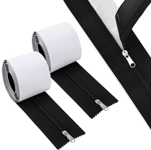 2 Pack Heavy Duty Self Adhesive Zips Self-Adhesive Zip Fastener 213*7.6 cm | Dust Barrier Zipper for dust protection walls, greenhouses, tents and construction zones wit