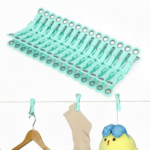 Cozary 30 Piezas Pinzas para Ropa con Gancho, Plástico Pinzas Tender Ropa Estable con Agujero Redondo, Clothes Pegs No Deja Marcas para Ropa Interior Pantalones Camisetas Calcetines Peluche