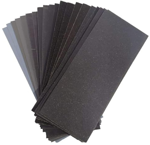 KIRZAX 15 Piezas Papel de Lija 230 x 93 mm,Lija Madera Seco/al Agua,Grano 80 120 150 180 240 320 400 600 800 1000 1200 1500 2000 3000 5000,para Autos, Piedra, Pintura, Metal