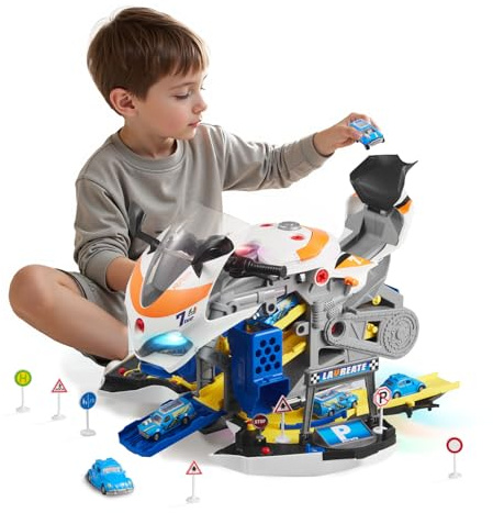 VEVOR Giocattolo Motore per Moto, Giochi Meccanici 25 Pezzi con Parti Rimovibili, Luci e Suoni, Simulazione di Guida e Corsa in Pista, Set Officina Meccanica per Bambini, Colore Giallo