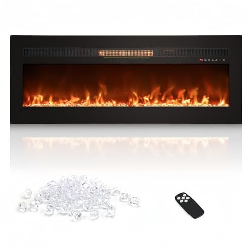 DARDVORLAG Elektro Kamin 50/127cm,3-in-1 Elektrischer Kamin Wand/Einbau/Stand,Einbaukamin mit 3D Flammeneffekt und 12 Flammenfarben,900W/1800W