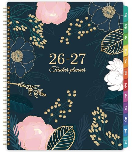 Teacher Planner 2026-2027 - Teacher Lesson Planner, JULY 2026 - JUNE 2027, 8.5 x 11, Weekly & Monthly calendar 2026-2027 Academic Year, Colorful Tabs, Pocket, Quotes, Holidays