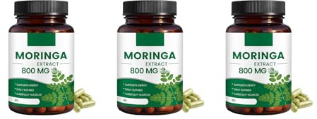Moringa en polvo 800 mg por porción | Energía de origen único para todos | Apoya el metabolismo, la inmunidad y la vitalidad | 60 unidades para suministro de 30 días,3pcs