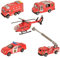 BOHS Feuerwehr-Rettungsfahrzeuge - Mini-Metall-Minidruckguss - Flugleiter-Feuerwehrfahrzeuge, Rettungshubschrauber, Wassertank-Feuerwehrauto, Streifenwagen, Kommandantenzentrale (5 Stück)