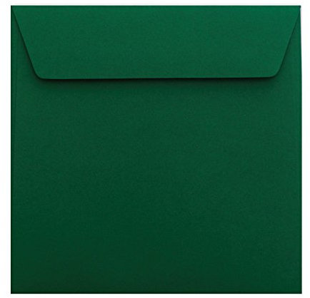 Paper24 25 quadratische Briefumschläge 155x155 mm, haftklebend, 120 g/qm, für Hochzeitskarten im Format 148x148 mm in der Farbe Dunkelgrün