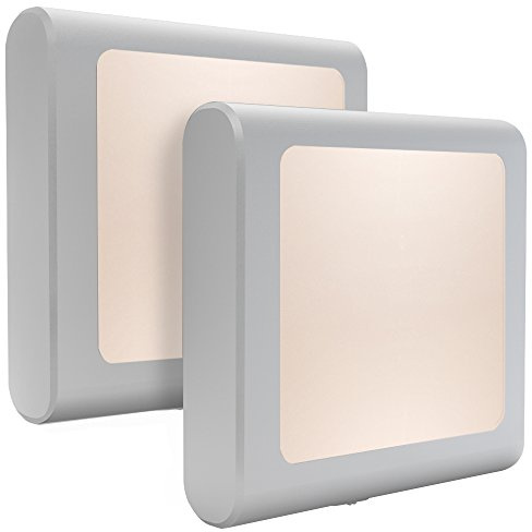 MAZ-TEK Plug-in Led Night Light with Auto Dusk to Dawn Sensor,Adjustable Brightness Warm White Lights for Hallway,Bedroom, Kids Room, Kitchen, Stairway, 2 Pack