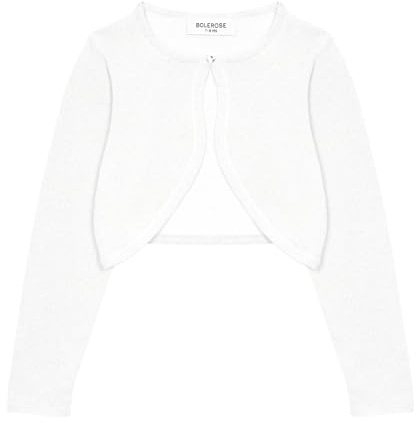 BOLEROSE Girls Sparkle Long Sleeve Bolero, Holographic White, 13-14 Years