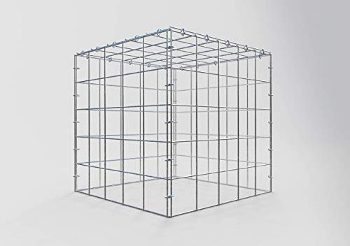 GABIONA Gabione tipo 3 rettangolare, larghezza maglie 5 x 5 cm, profondità 50 cm, gabbione 50 x 50 x 50 cm (lunghezza x altezza x profondità), anello a C