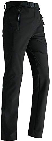 LANBAOSI, Vandringsbyxor för män, Vinterull fodrade byxor, Termiska arbetskläder för utomhus Softshell, vattentäta byxor för promenader, skidåkning, Golf, Svart, M
