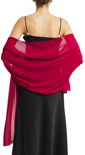 Bufandas de gasa suave chales y envolturas para mujer bufanda de pashmina sedosa para boda nupcial, rojo vino, talla única