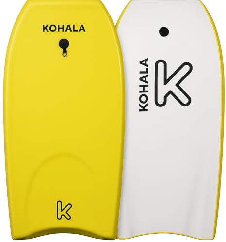 KOHALA Tabla Bodyboard Unisex Amarillo 40/41 Pulgadas | Tabla Bodyboard para Jóvenes y Adultos | Estable para Olas de Todos los Tamaños | Incluye Correa de Seguridad (41)