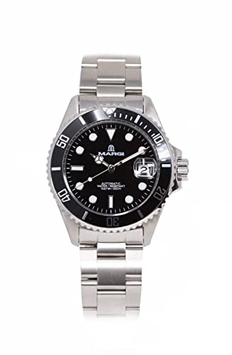MARGI Orologio Uomo Automatico con Cinturino Oyster In Acciaio Ghiera Black