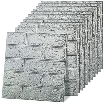 12 Pezzi Carta da Parati 3D in Mattoni di Pietra, 35 X 38 Cm Staccare E Incollare Carta da Parati Autoadesiva in Mattoni di Pietra Finta Per Soggiorno, Camera da Letto, Camino, Paraschizzi Cucina