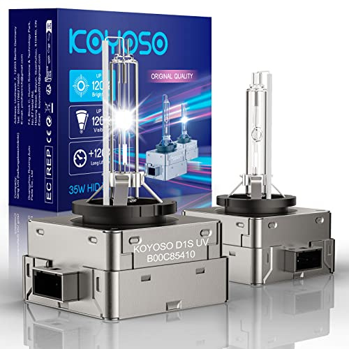 KOYOSO D1S 6000K Xenon 35W 12V HID-lampor Ersättningssats, 2-pack | OEM 1:1 DESIGN, Canbus-klar, IP67, UV-beständigt glasrör, superlysande och effektivt, 66140 66144 85410 ersättningssats