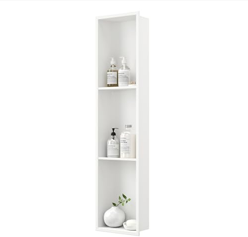 Neodrain 3-Tier Stainless Steel Shower Niche Wall Insert 90 x 20 cm, White | Bathroom Niche with Shelf Storage